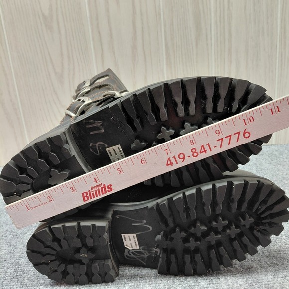 VTG 90s GBX Leather Boots Buckles SZ 8 Combat Moto Biker Punk Goth Emo Grunge - Picture 11 of 16